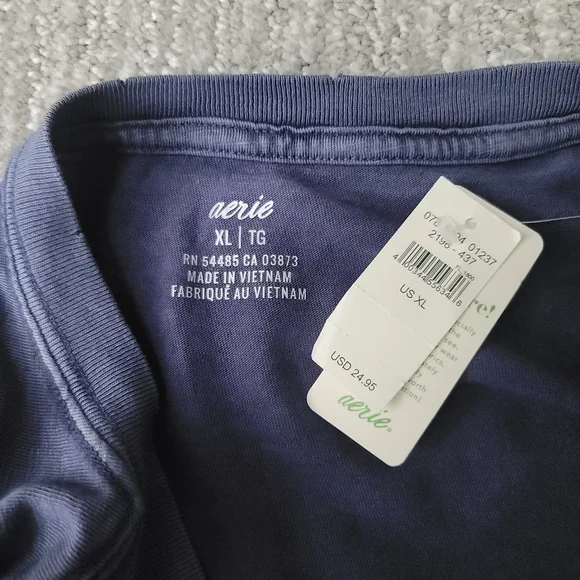NWT Aerie After Dusk Oversized Distressed Graphic Tee, Size XLarge, Color Blue - Picture 8 of 9